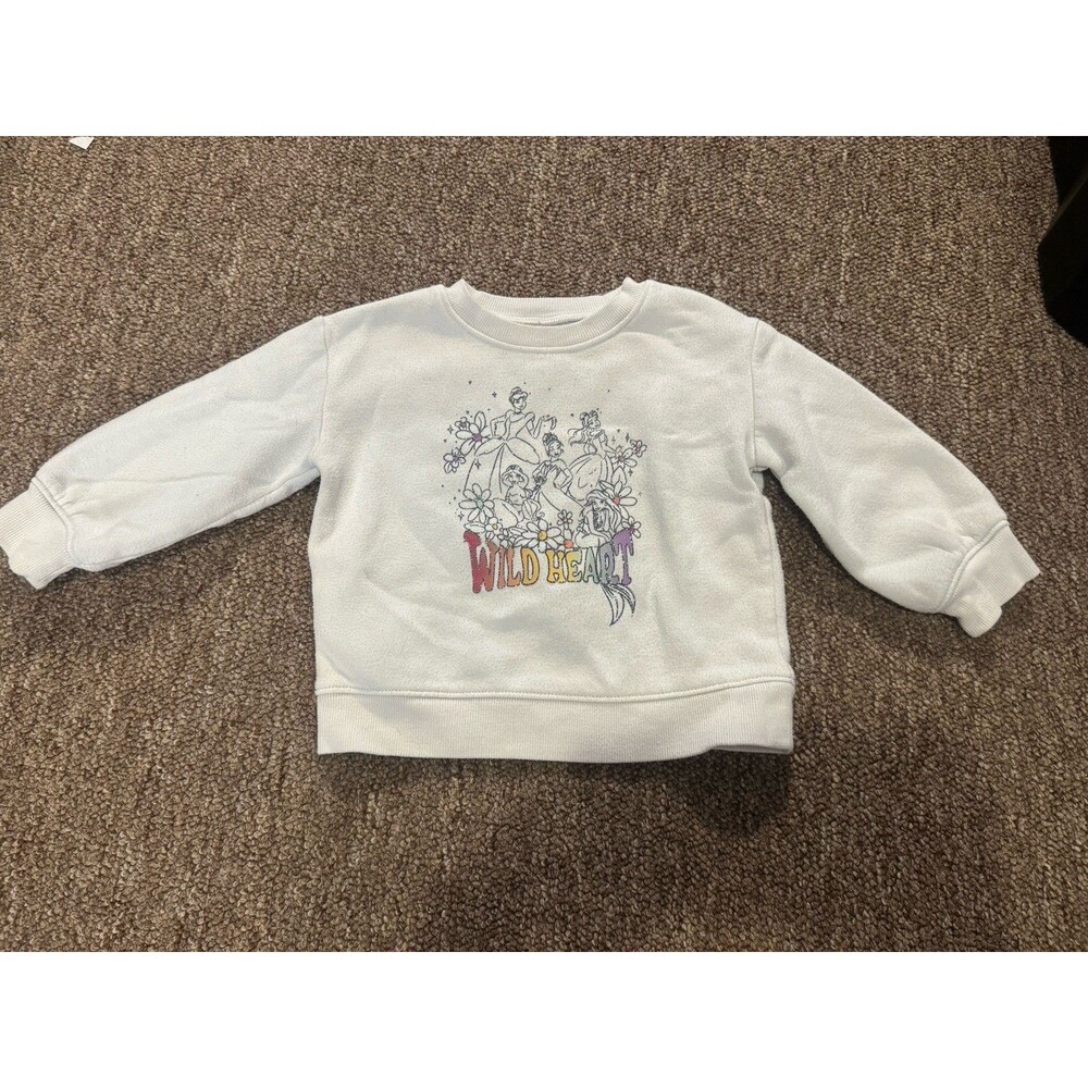 Jumping Beans Disney Princess White Sweatshirt 18 Months Baby Girl GUC Sparkle